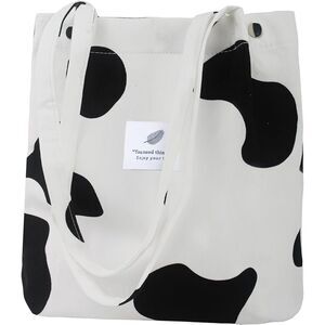 Women Cow Imported Corduroy Small Canvas Shoulder Handy Inner Pocket Tote Bag